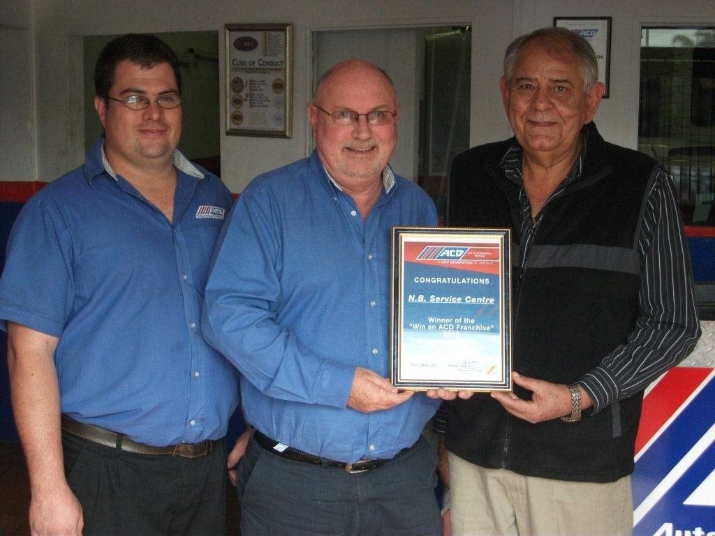 (Left to right) Louis Brits - NB Service Centre Workshop Manager, Louis Bles - ACD National Franchise Manager, Johan Viljoen - NB Service Centre Owner